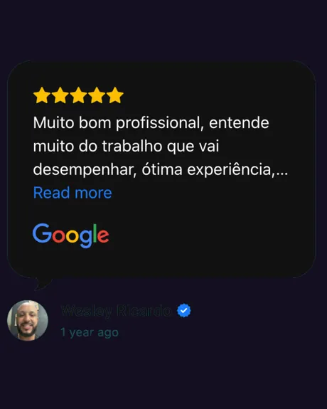 Avaliação 5 estrelas de Wesley Ricardo no Google